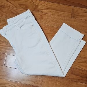 Old Navy Women's White Cuffed Ankle Jeans